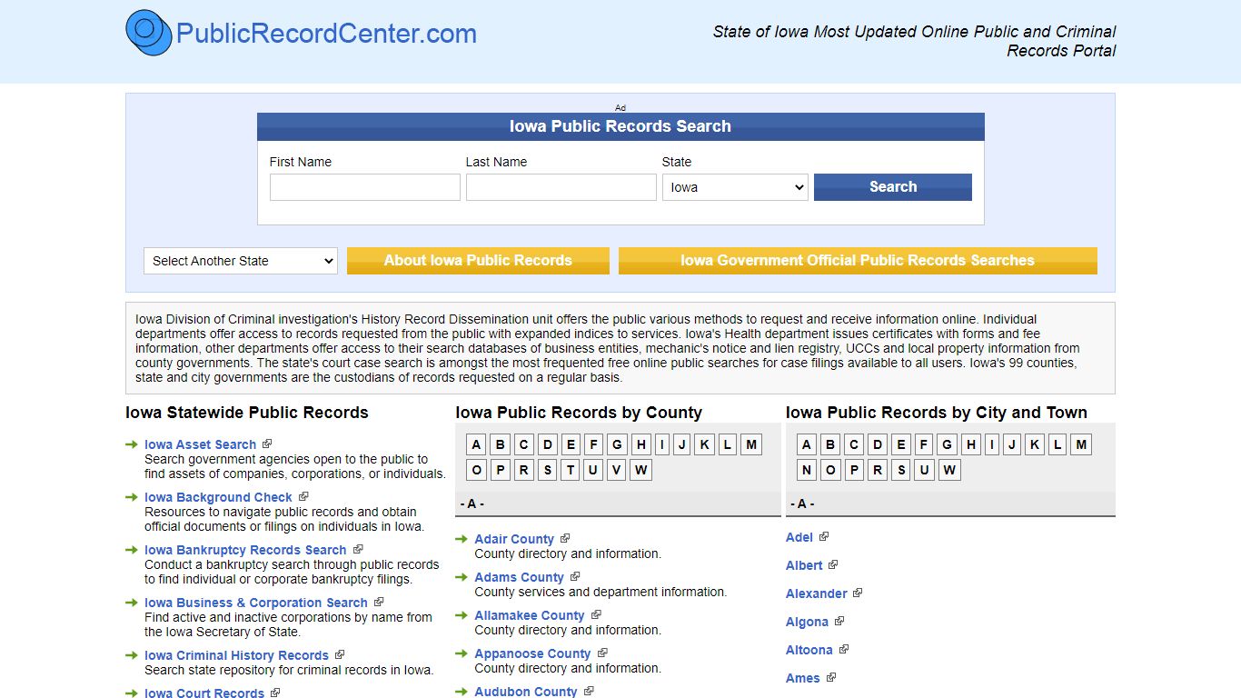 Iowa Free Public Records, Criminal Records And Background Checks